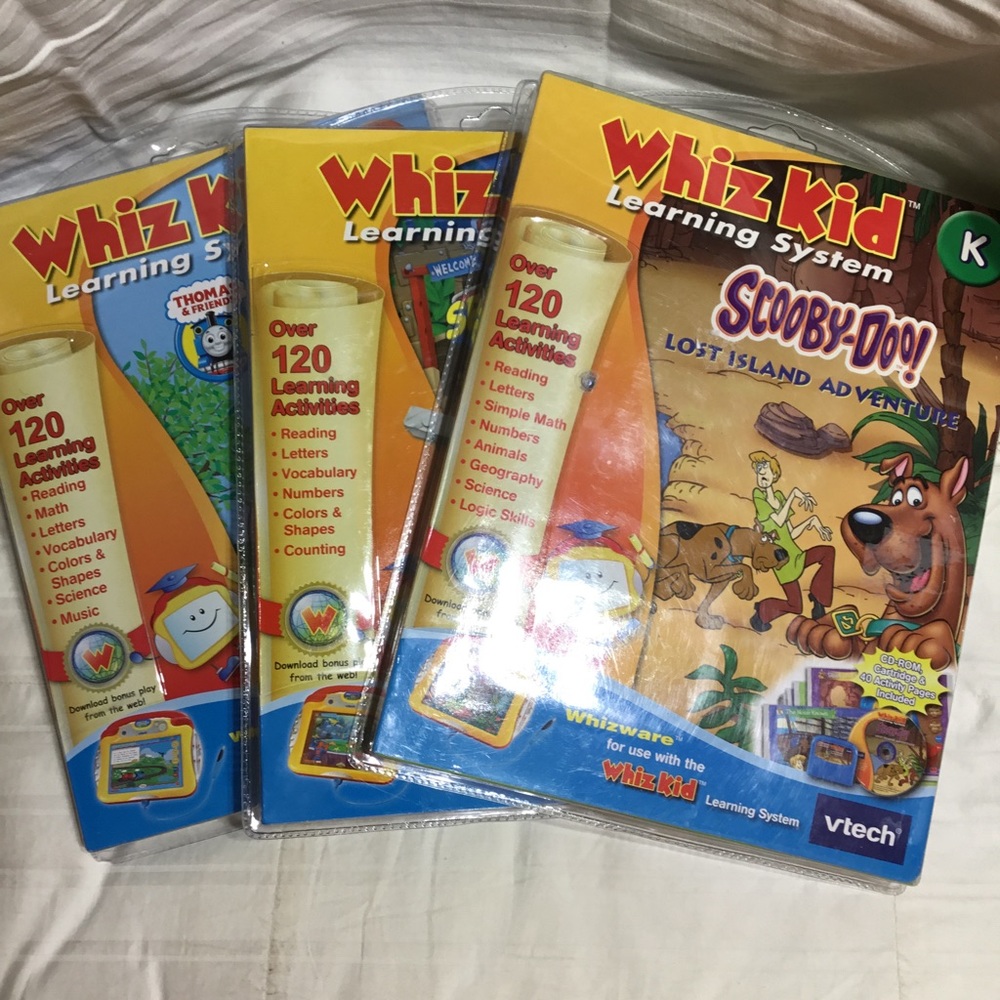Vtech Whizware- 3 NIB Whiz Kid CD’s, games, Activity books, 2 preK, 1 K